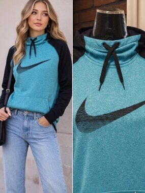 Nike Teal & Black Hoodie • Minimal Colorblock • Athleisure Essential • Size M